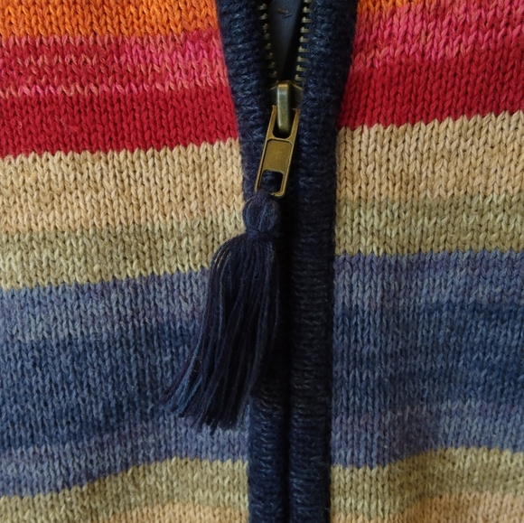 Classic Elements multi-color striped knit sweater, zipper closure. LP (14/16) - Picture 6 of 6